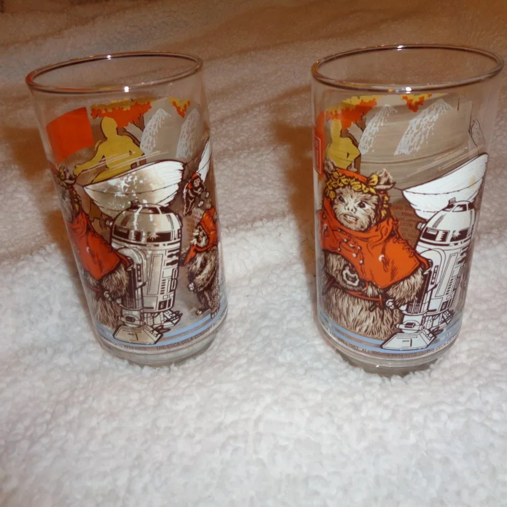 Vintage Retro Star Wars Return of the Jedi Burger King Glasses 1983 (set of 2)